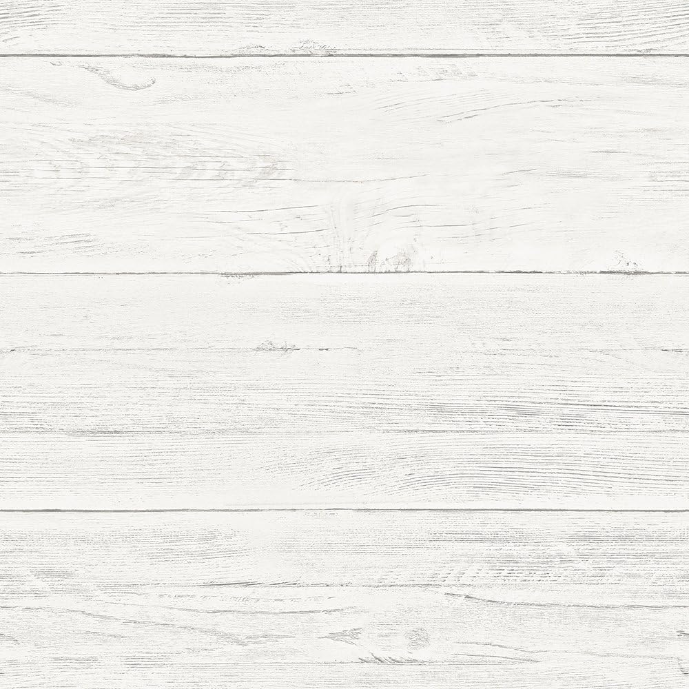 NuWallpaper NU3127 Shiplap Peel Stick Wallpaper, White & Off-White