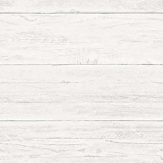 NuWallpaper NU3127 Shiplap Peel Stick Wallpaper, White & Off-White