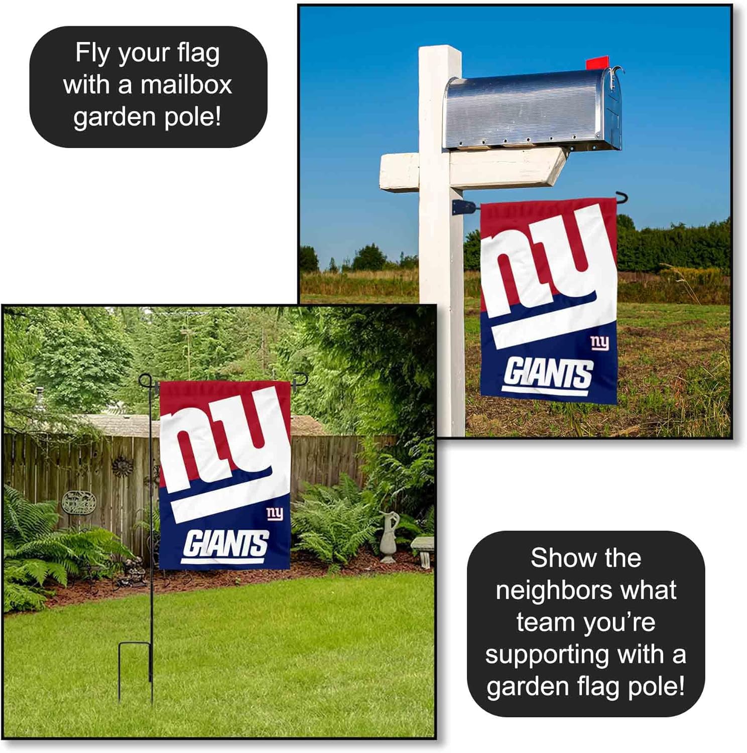 New York Giants Large Logo Double Sided Garden Banner Flag - Image 4