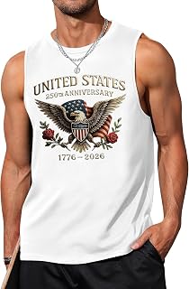 250th Anniversary USA Shirt for Men Patriotic Bald Eagle Tank Tops 4th of July T-Shirt Memorial Day Tops