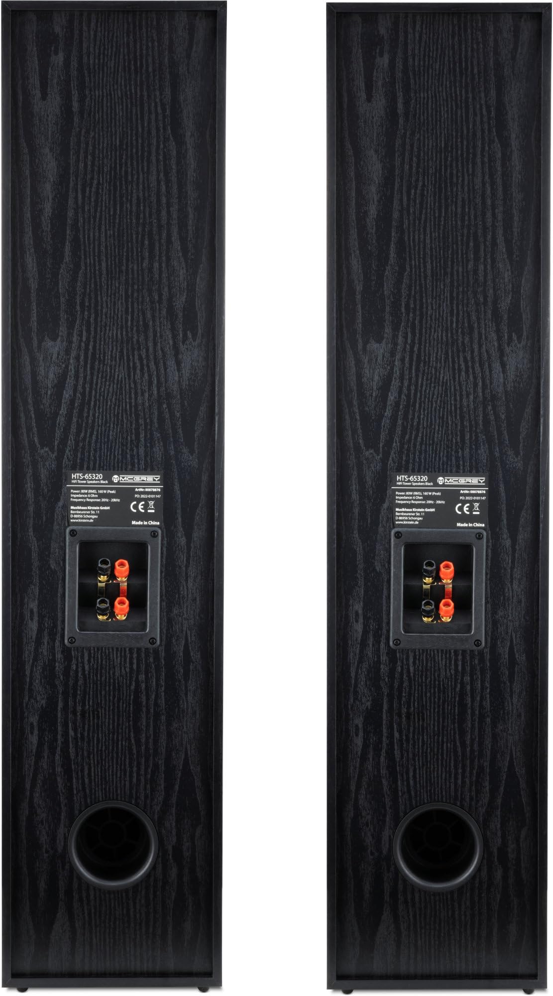 McGrey HTS-65320 BK HiFi Standlautsprecher Paar schwarz 2X 80W RMS | Paar 3-Wege Standlautsprecher, Leistung pro Lautsprecher: 80 Watt RMS (160W MAX), entspricht 160 Watt RMS (320W MAX) pro Paar