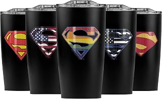 Superman Rainbow Shield Logo Stainless Steel Tumbler 20 oz Coffee Travel Mug/Cup, Vacuum Insulated & Double Wall with Leak... Price In India