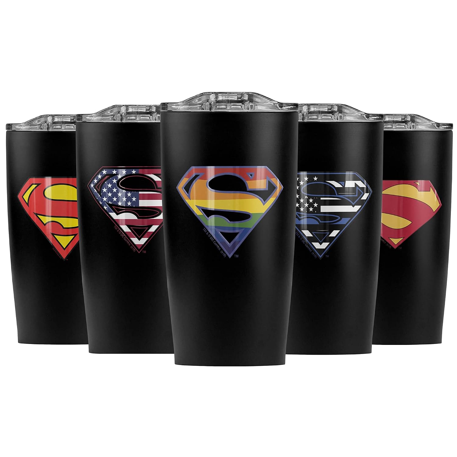 Superman Rainbow Shield Logo Stainless Steel Tumbler 20 oz Coffee Travel Mug/Cup, Vacuum Insulated & Double Wall with Leak...