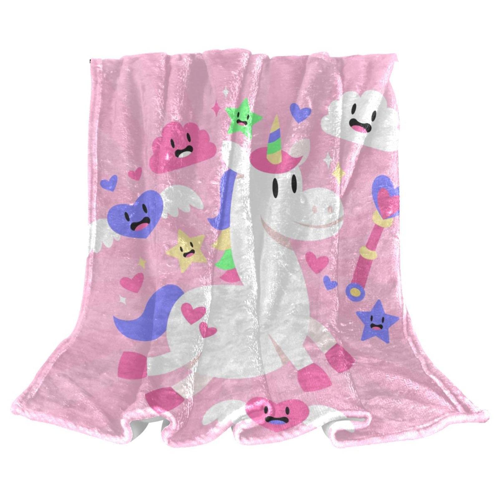Couverture en polaire pour canapé fini le froid avec ce plaid licorne blanche pelucheux