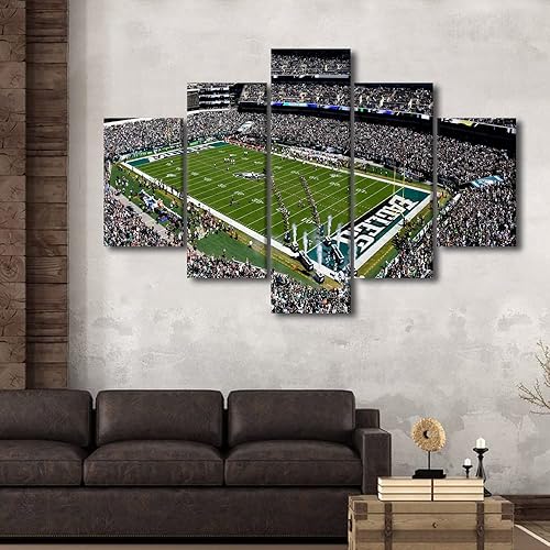 Vista 181 de Cuadros de estadios deportivos de fútbol americano de Minnesota, cuadros de vikingos, 5 paneles, lienzo para pared, arte de pared del estadio