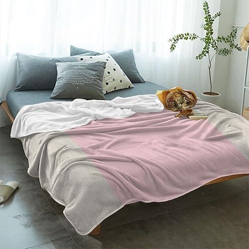 Miniatura 2 de Flannel Throw Blanket Pink Beige Lightweight Fleece Bed Blanket Vertical Soft Warm Blanket All Season SofaCouchChair for Child Adults 40 x 50 inch