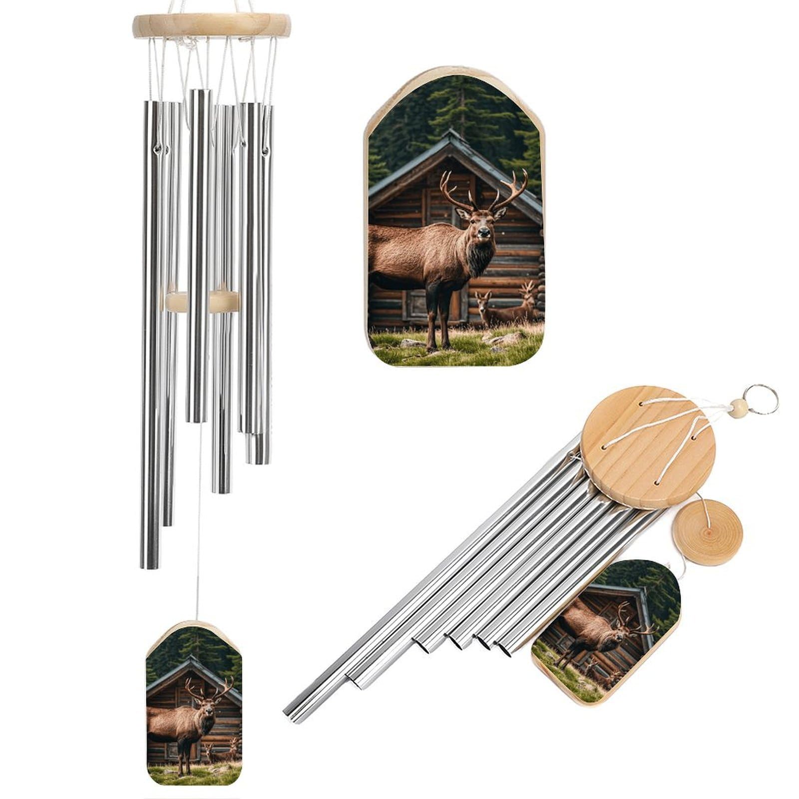 Carillon à vent commémoratif élan extérieur 52cm son profond cadeau condoléances deuil