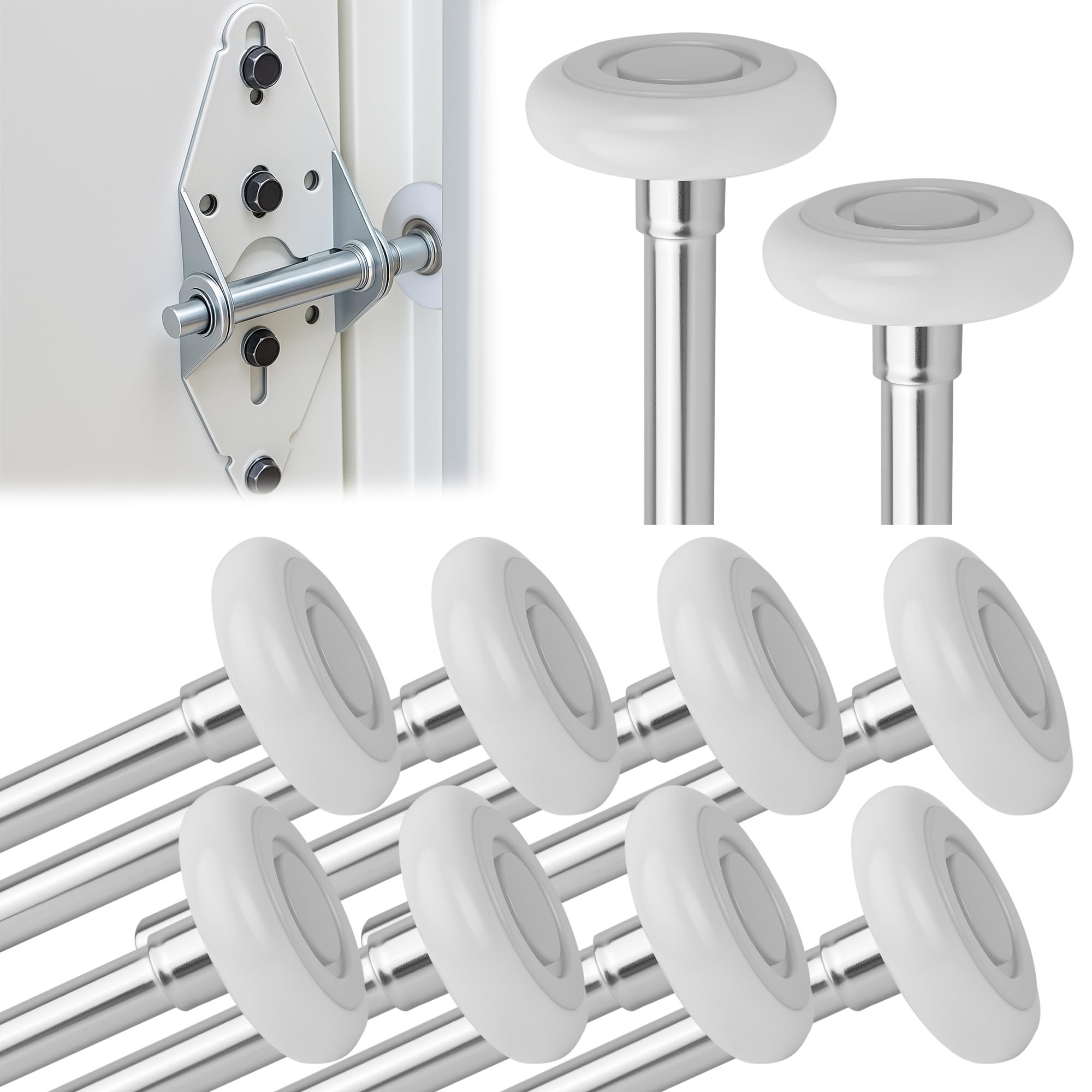 10 Pack 4" Stem 2" White Nylon Garage Door Roller with Protective Sealed-Cap(Dustproof), Ultra Quiet &amp; Long-Lasting, Commercial High Load Capacity, Double Sealed Bearings