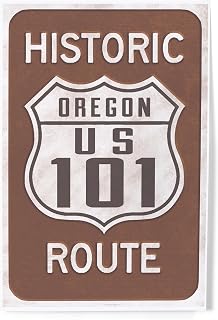 Lantern Press 8x12 Inch Art Print Wall Decor, Highway 101, Oregon, Historic Route Sign
