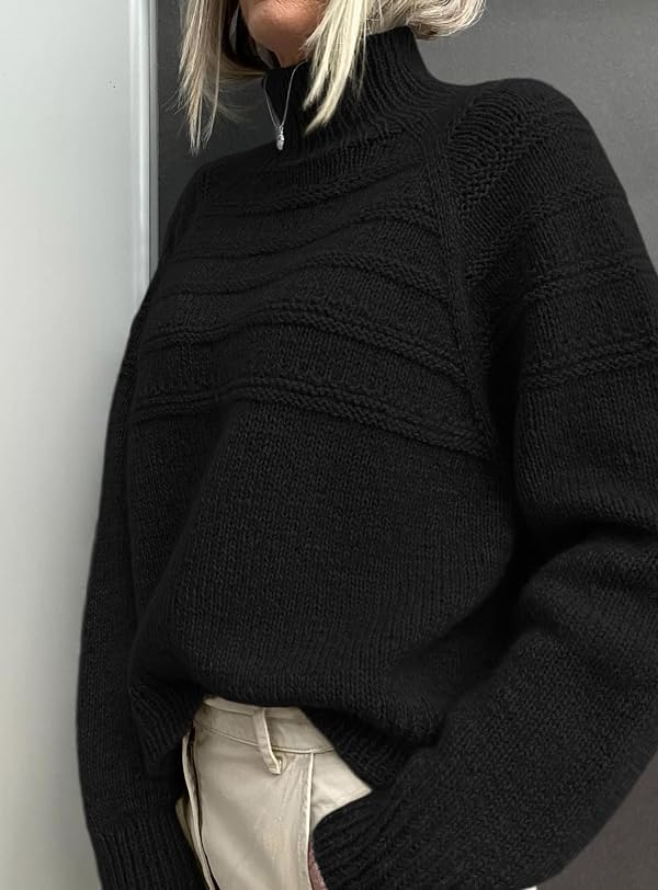 PRETTYGARDEN Women's Turtleneck Sweaters 2026 Fall Chunky Knit Pullover Long Sleeve Jumper Tops Trendy Winter Clothes (Black,X-Large) by PRETTYGARDEN - Image 3