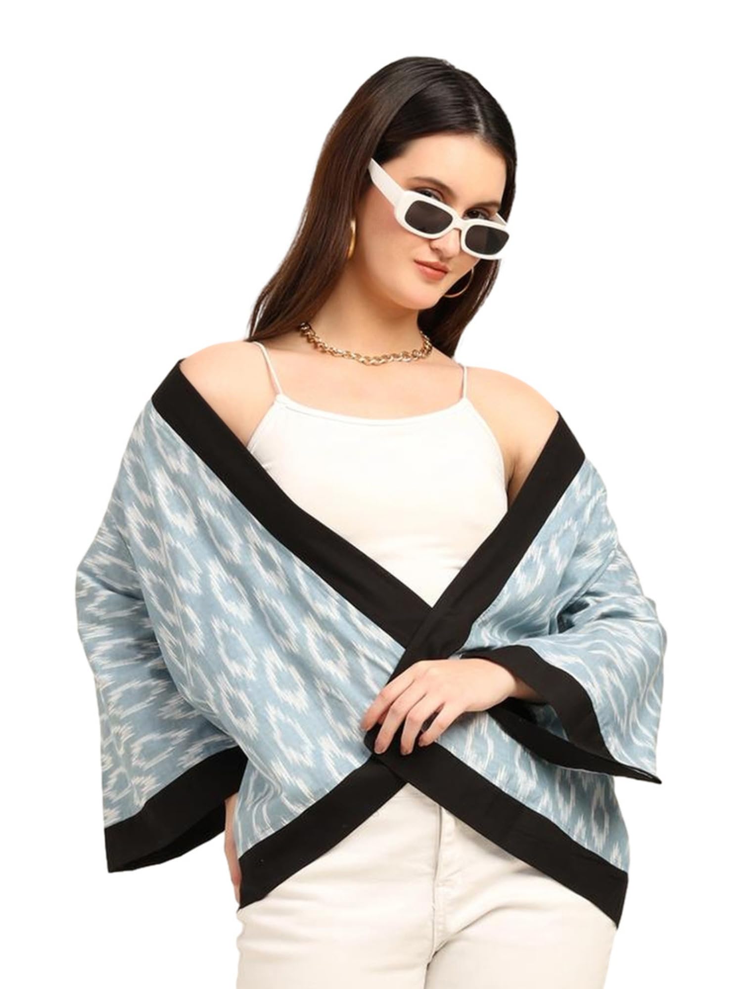 KE KANHA EXPORTS Women Shrug|Shrugs for Women Stylish|Cardigan |Boho Beach Cover Up|Border Print|Easily fits S-M-L|Bust 30-42 Inches|Length 28 Inches 1