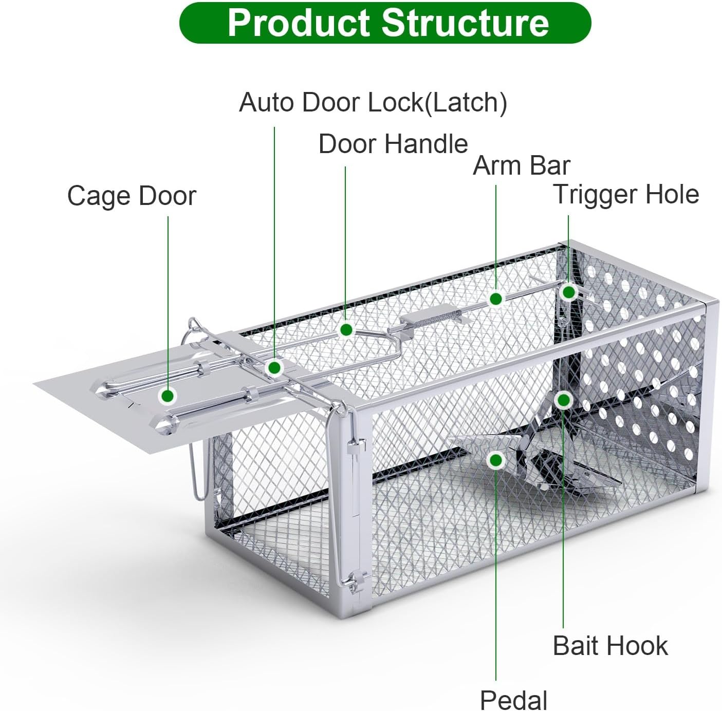 TeqHome Humane Rat Trap, Small 1-Door Live Chipmunk Trap That Work for Indoor and Outdoor, Easy to Catch and Release Live Animal Traps Mouse Traps Cage for Rodents Mice Voles Hamsters,Metal & Reusable