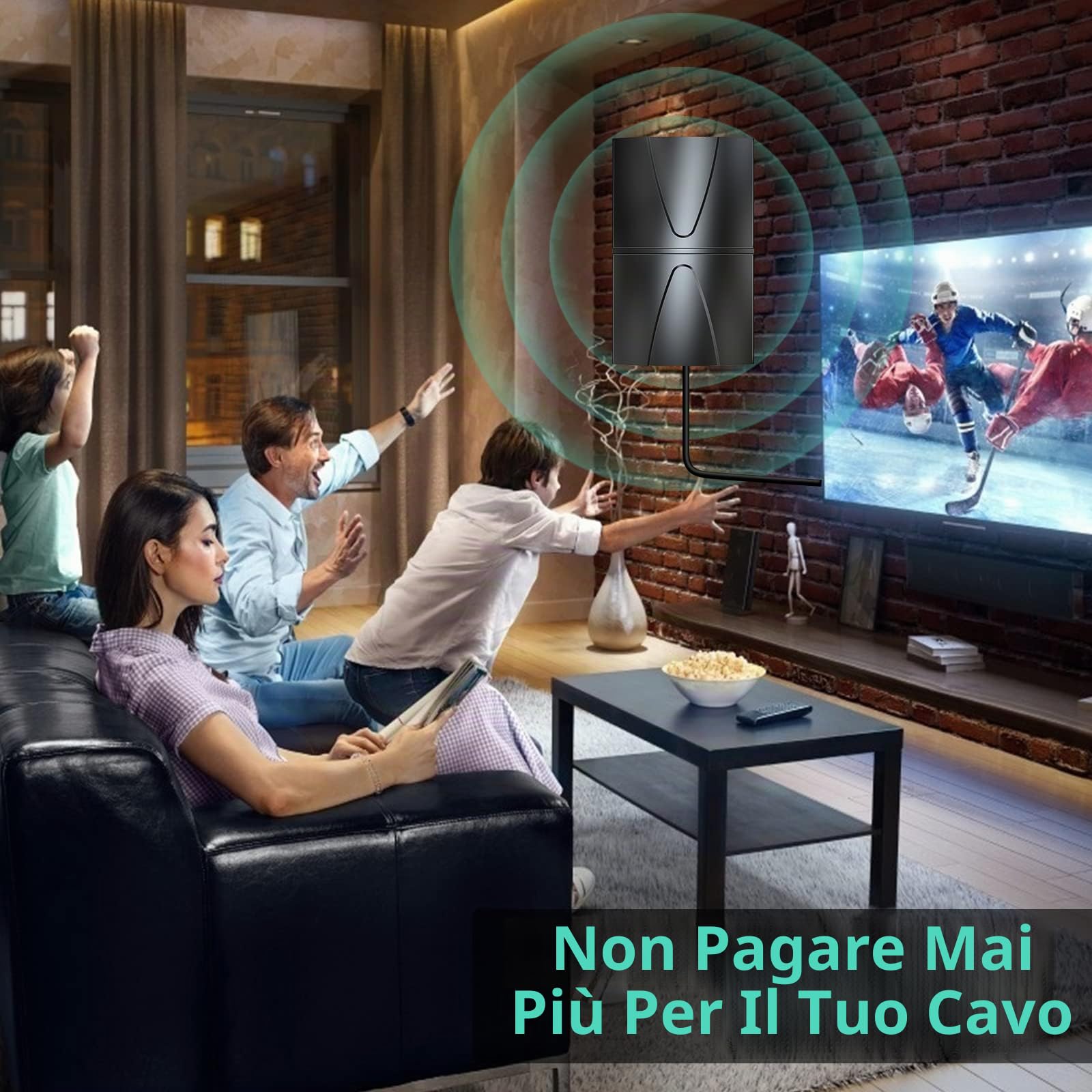 600+Km Antenna TV Interna Amplificata Potente 2026, Nuova Antenna TV Da Interno Con Amplificatore Di Segnale, Ricezione A 360° Canali HDTV 4K 8K1080p, Supporto DVB-T/DVB-T2 VHF UHF, Cavo Coassiale 10M