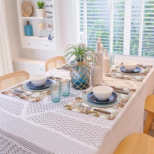 Miniatura 8 de Rabbit Cute Pattern Placemats Set of 4 Table Mats Washable Placemat Waterproof Place Mats for Party Home Dining Table Decor 18x12 in