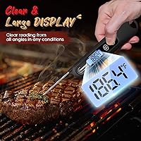 Vista 4 de Termómetro digital de carne – Termómetro de comida de lectura instantánea 2S con luz de fondo, sonda plegable para pavo, barbacoa, parrilla