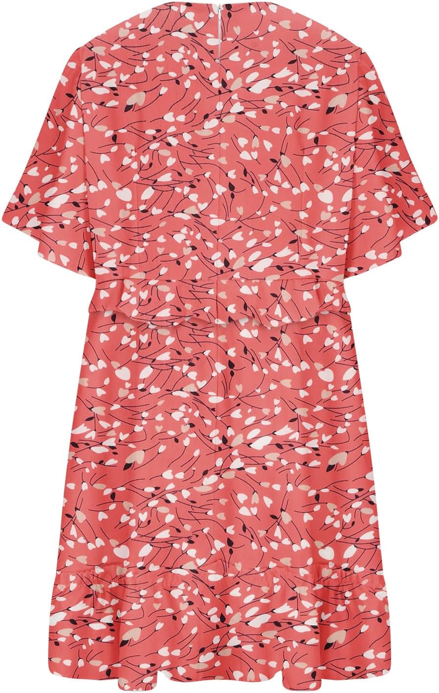 ABEWIP Women's Plus Size Summer Dresses Sundress Floral Wrap V Neck Short Sleeve Ruffle Hem A Line Short Dress