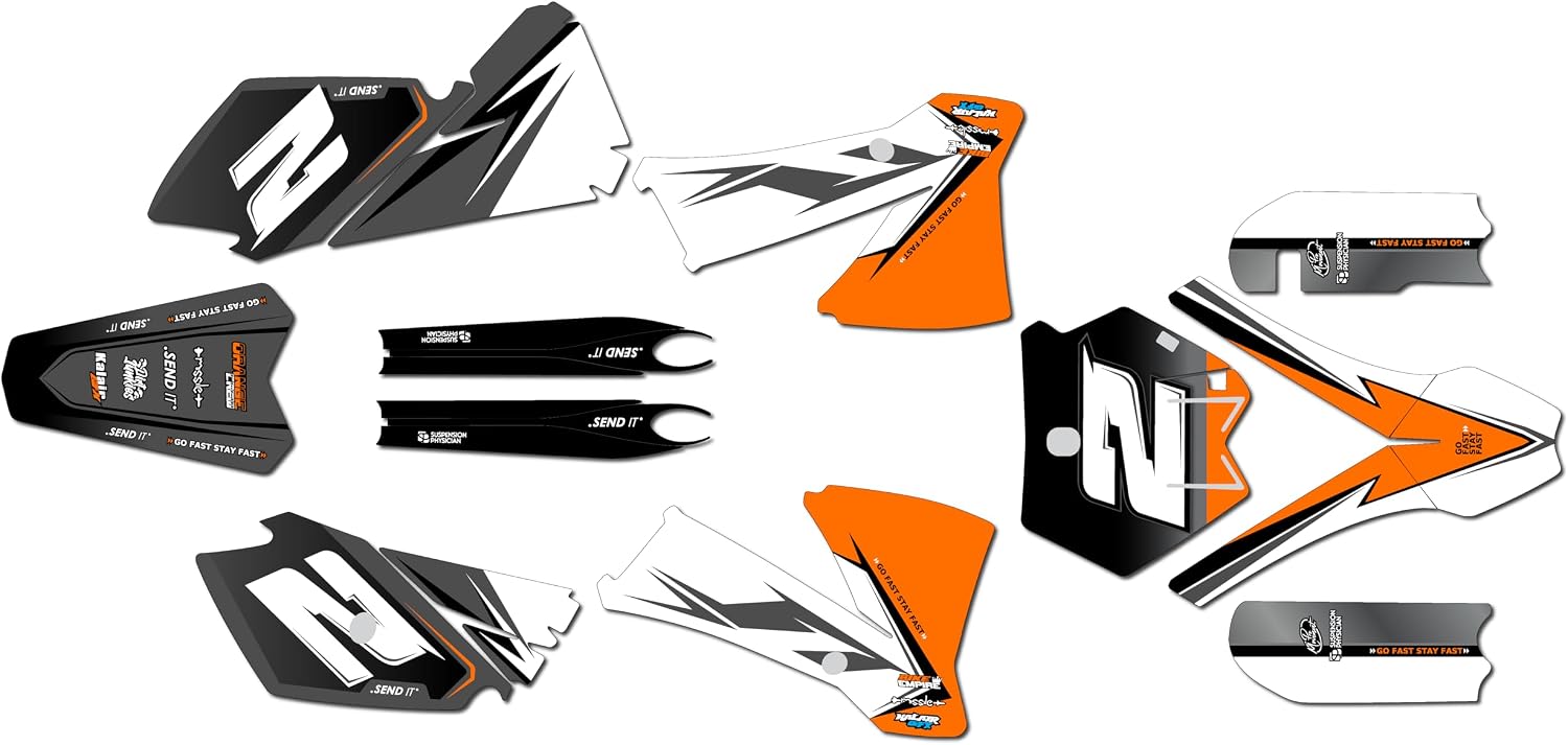 Graphics Kit for KTM SX85 105SX (2003-2005) Razor Series Orange 16 Mil-Dirt Pit Bike Motorcycle Stickers,Dirtbike Racing Decal Automotive Motocross Accessories no Plastics