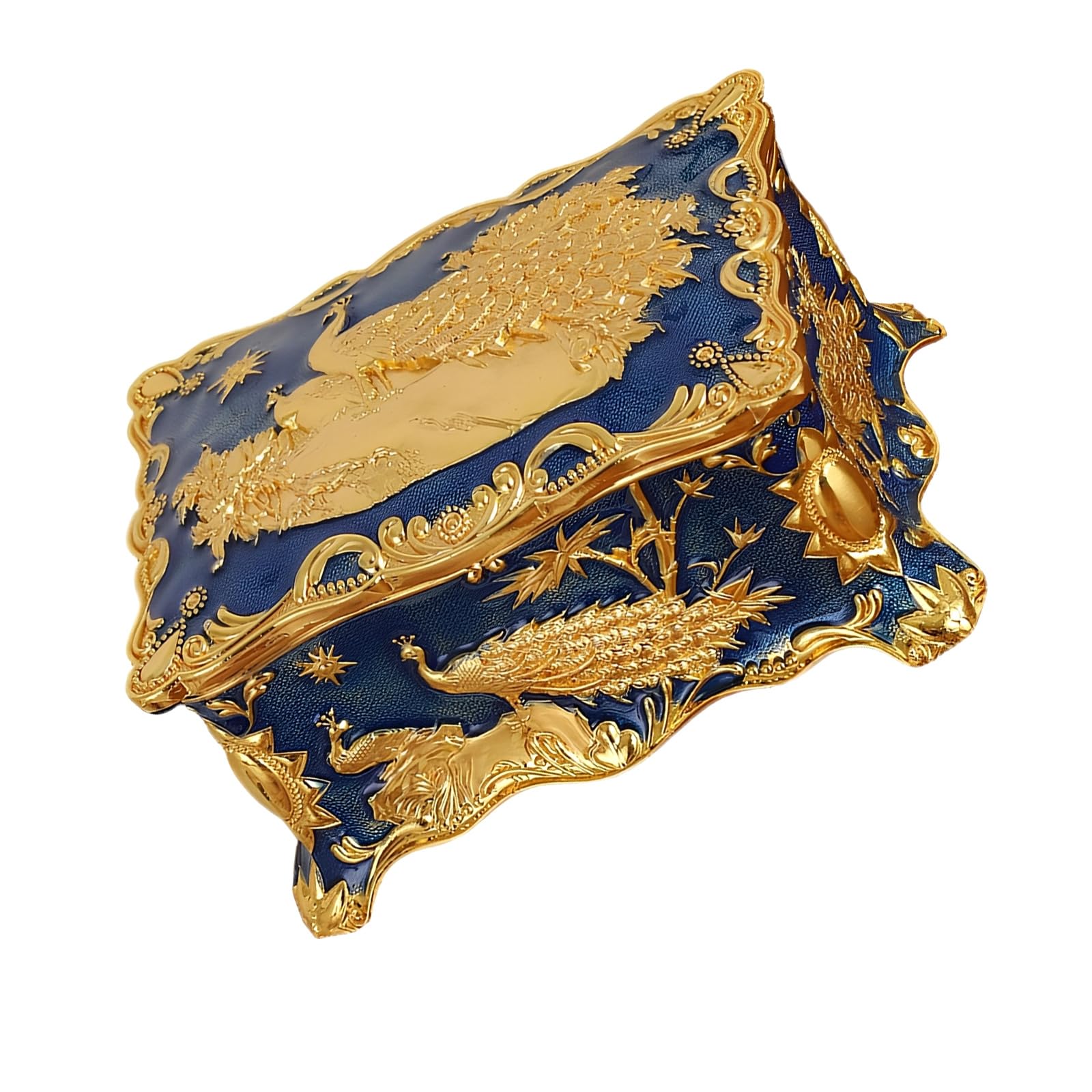 Kaeltsyn Unique Peacocks Shaped Jewelry Case with Colorful Kirsite Construction for Safeguarding Valuable Jewelry Against Damage Decorative