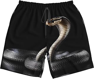 Black Cobra Snake for Mens Swim Trunks Quick Dry Bathing Suit Swimming Board Shorts