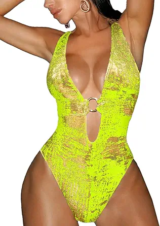 ChiaoLezhee Women's Metallic One Piece Swimsuit