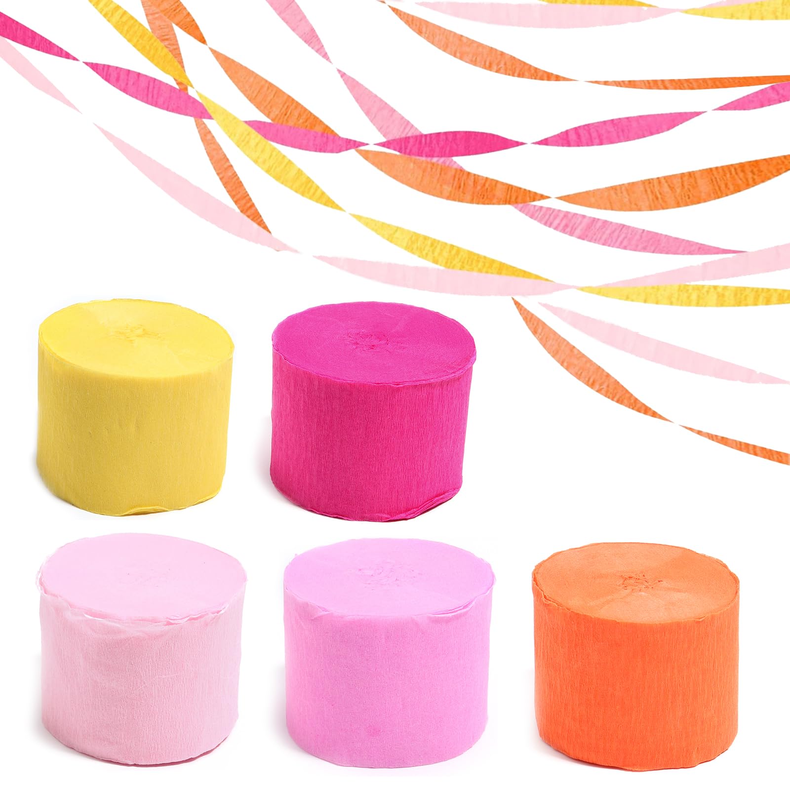 Party Crepe Paper Streamers Ribbon Birthday Decorations, 5 Rolls