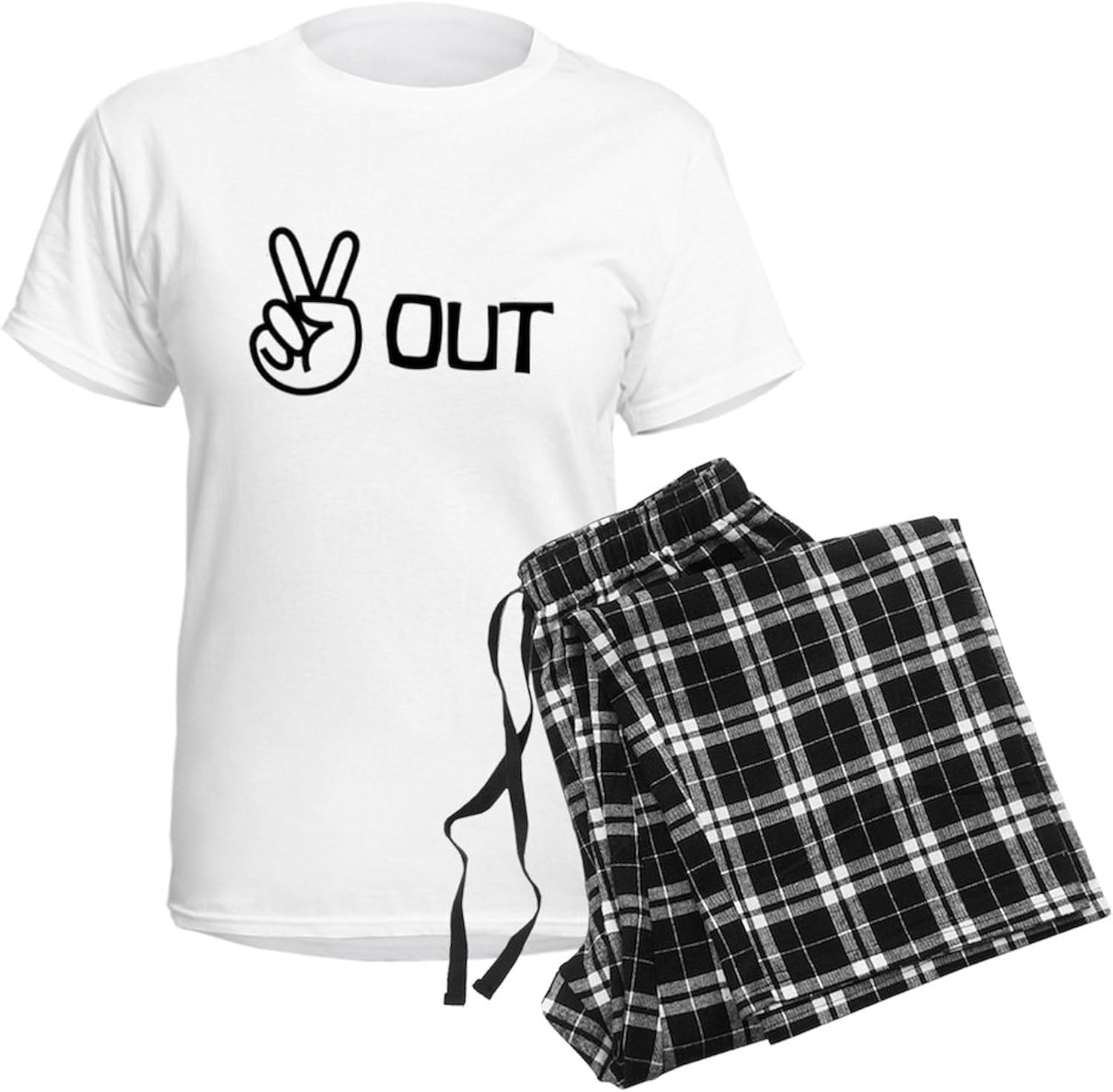 CafePress Peace Out Women's Light Pajamas Women's Novelty Cotton Pajama Set, Comfortable PJ Sleepwear