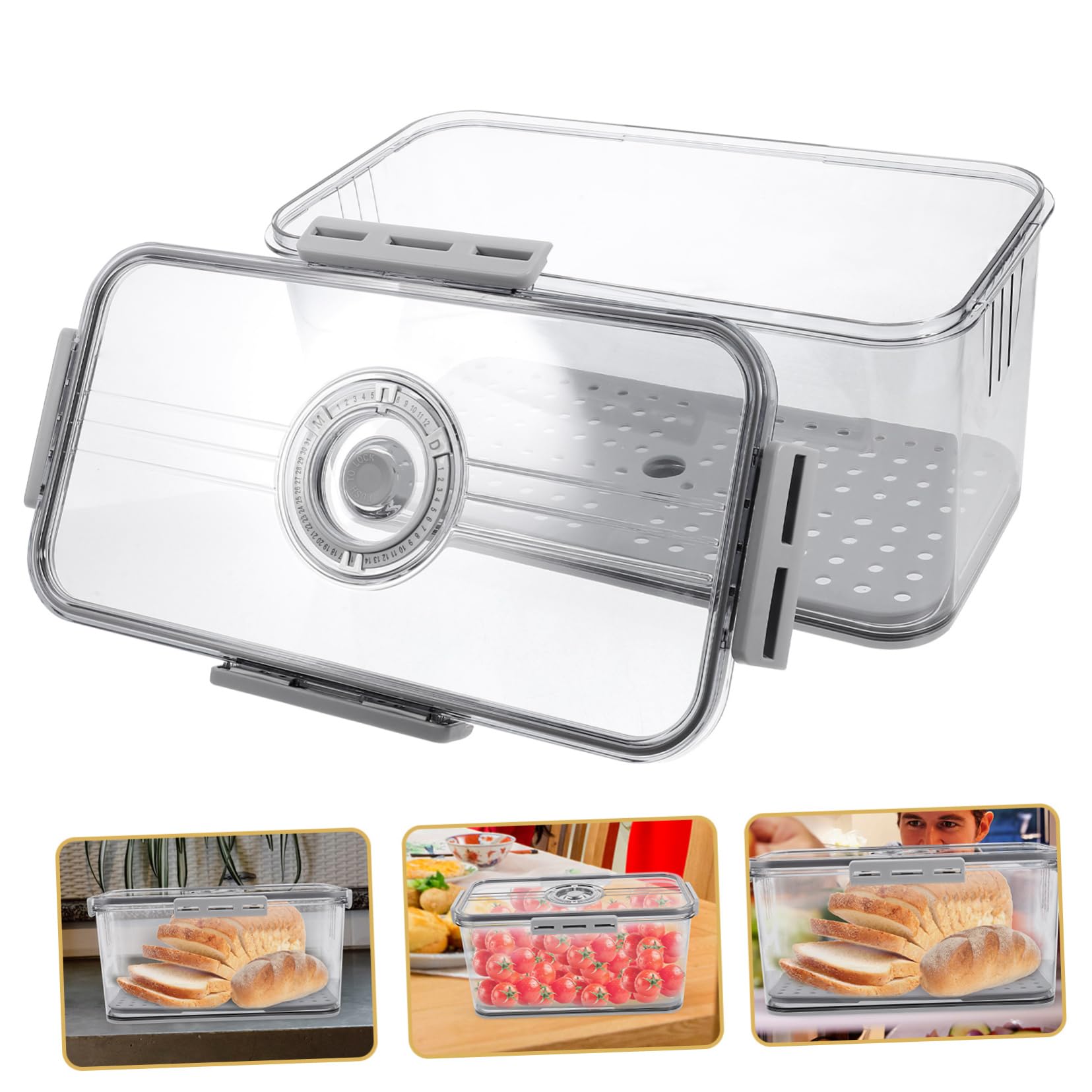 Ciieeo 2 Recipientes Herméticos Para Guardar Pan Con Registro De Y Tapa Para Mantener La Comida En La Cocina.