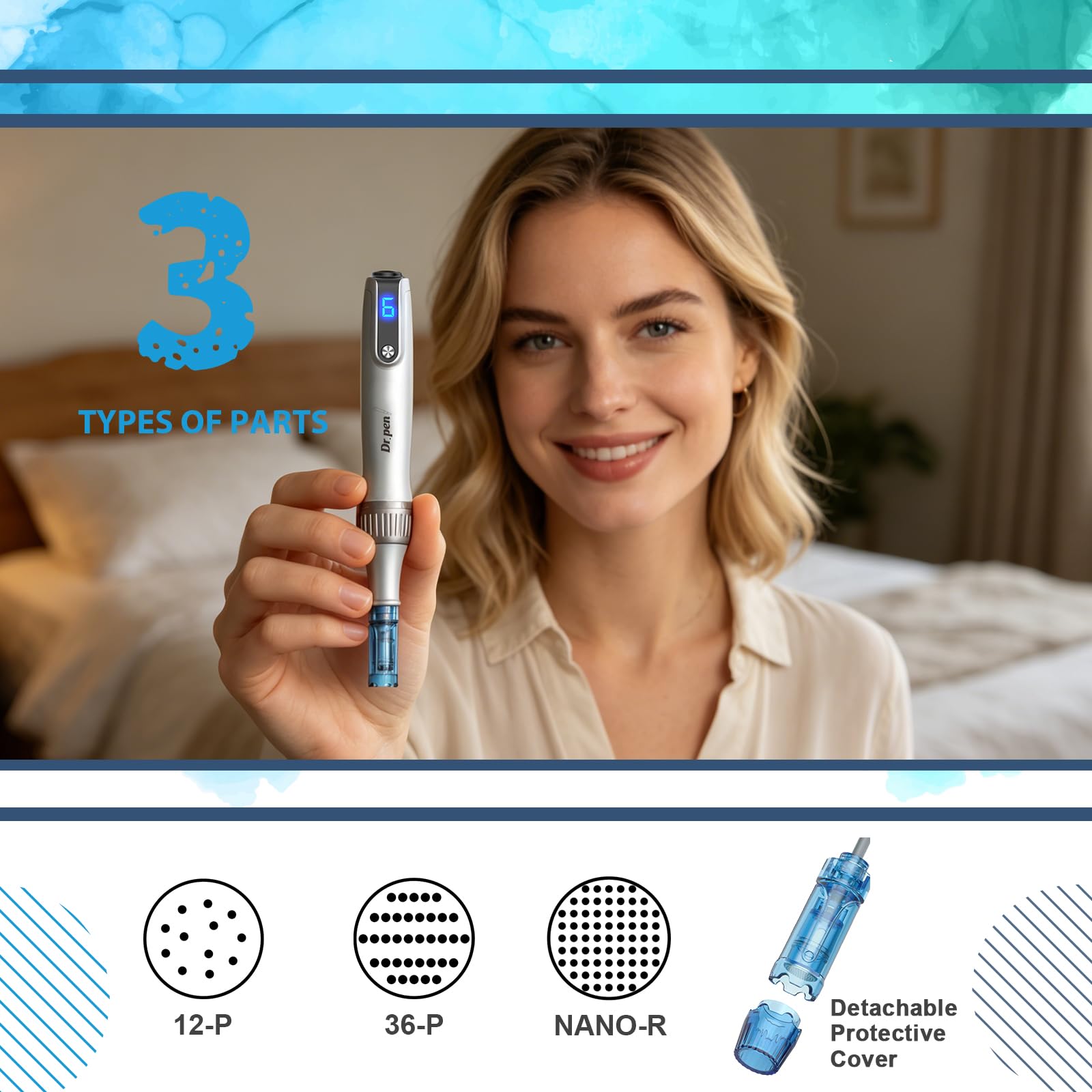 Dr Pen M8S Microneedling Pen 0.24mm 20 Cartridges 6 Speed Home Use