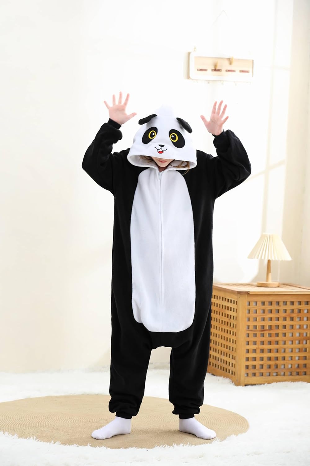 Kids Animal Onesie Pajamas Fleece Costume for Halloween, Cute Sleepwear Unisex Jumpsuit with Hood for Ages 2-12 Years - Image 2