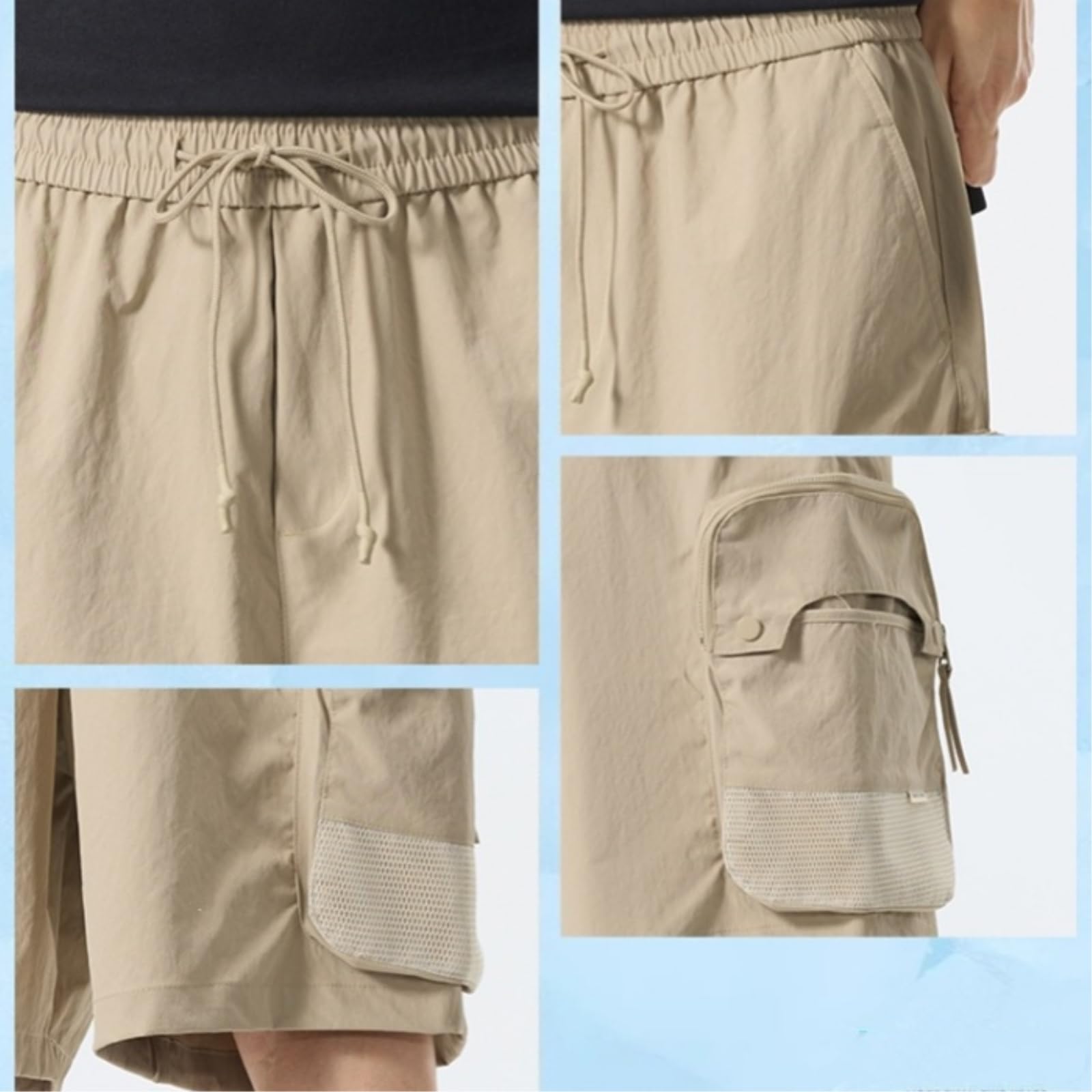 Pantaloncini Palestra Uomo Pantaloncini dal Taglio Dritto E Rilassato con Tasche Cargo E Coulisse in Vita, Perfetti per Viaggi E Weekend