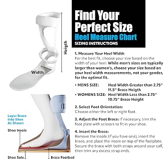 Brace On AFO Swedish Drop Foot Stabilizer, Ankle Support, Men, Left | Moldable Trimmable Footplate, Adjustable Hook and Loop Closures, Low-Profile Frame, Fits Inside Compatible Shoes