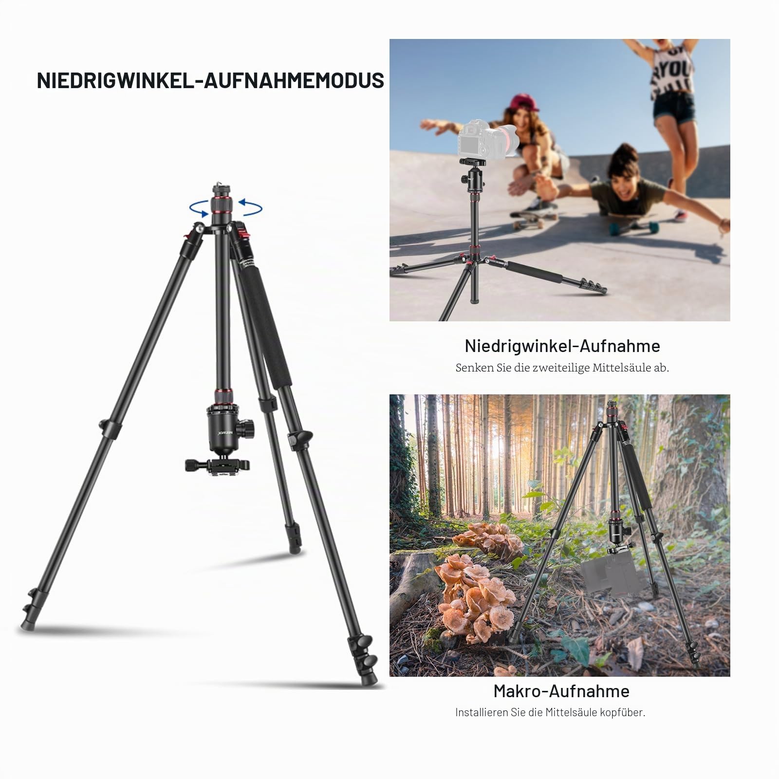NEEWER 195,6cm Kamera Stativ Einbeinstativ mit Handyhalter, 360° Kugelkopf, Aluminium DSLR Tripod, Max 15,4kg, TP77
