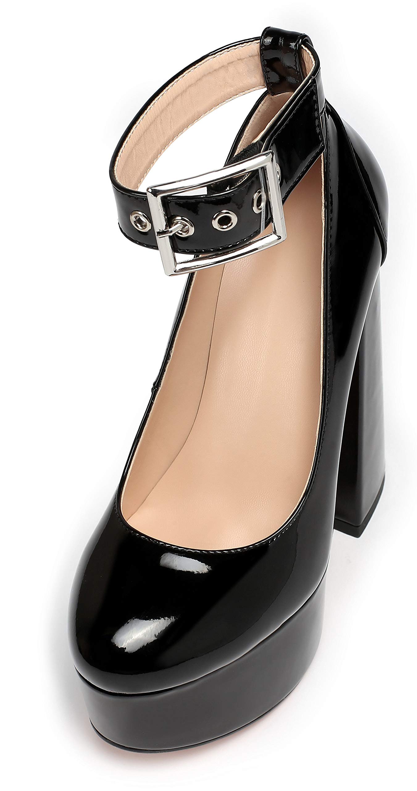 elashe-Scarpe da Donna - 16CM Scarpe col Tacco Blocco Alto- Cinturino alla Caviglia- Scarpe con Plateau
