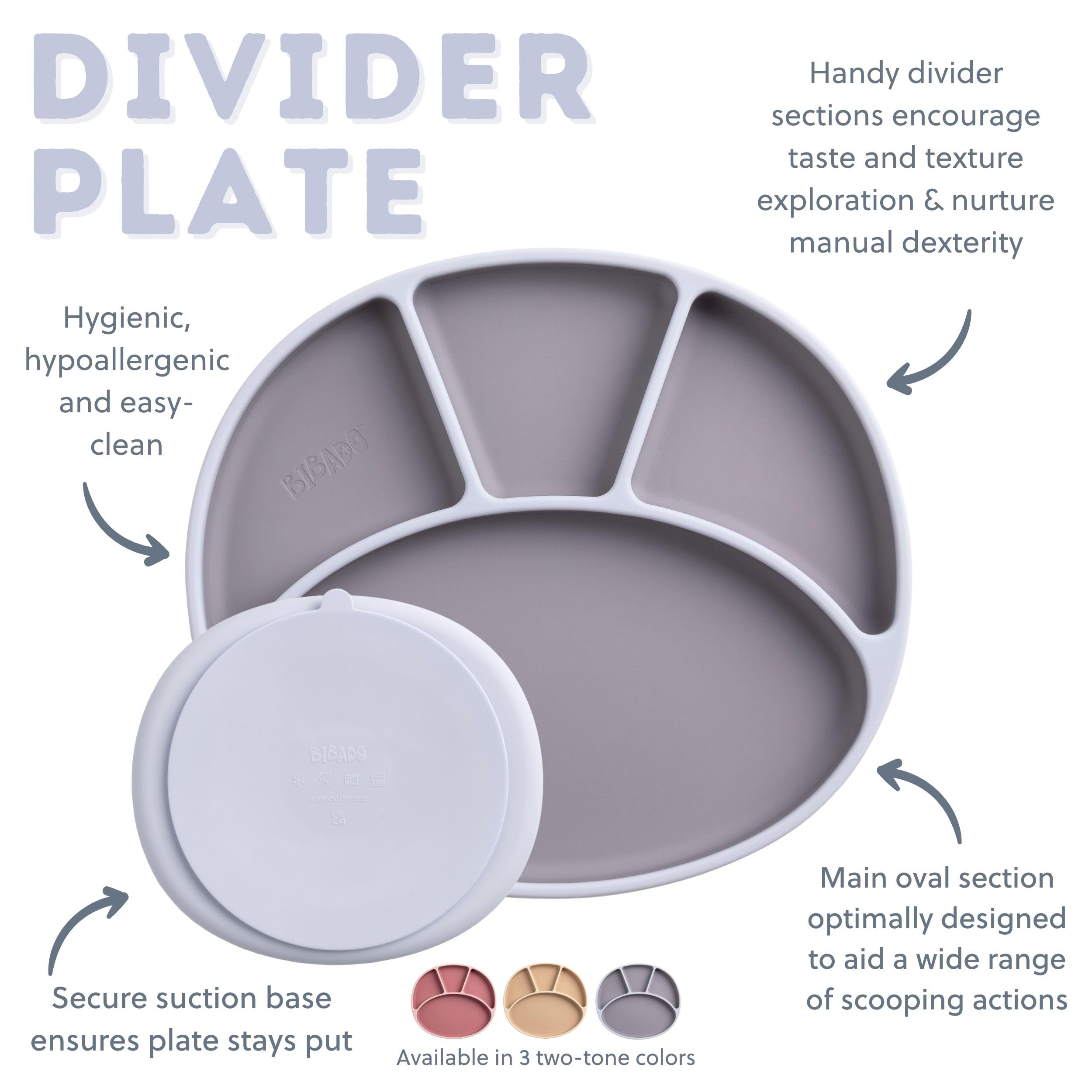 BIBaDO, Silicone Suction Divider Plate (Mist), Toddler Plates, Help Develop Motor Skills, Durable - Image 4
