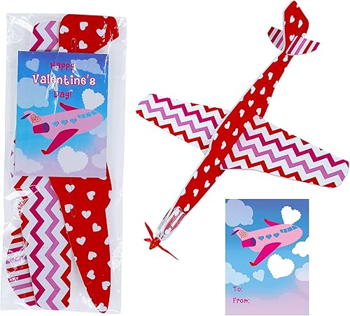 Miniatura 2 de Winlyn 32 juegos de aviones planeadores de espuma para el día de San Valentín con tarjetas para niños y niñas, aviones de San Valentín, recuerdos de