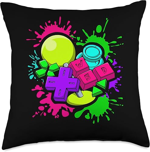 Video Game Console Controllers Retro 80's 90's Arcade Gamer Throw Pillow