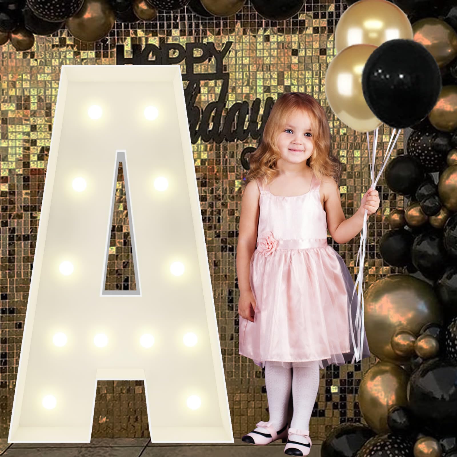 4FT Marquee Light Up Letters A, Big Marquee Letter for Baby Shower Birthday Engagement Wedding Marry Me Party Decor