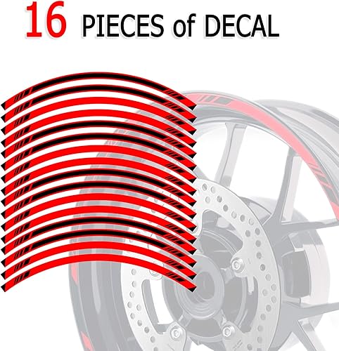 Miniatura 2 de MC MOTOPARTS Pegatinas de llanta exterior de 17 pulgadas S03B compatibles con YZF R125 MT125 MT07 MT10 MT25 FZ25 MT03 (rojo)