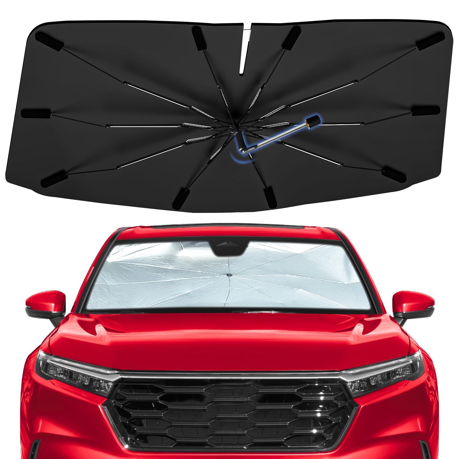 Windshield Sun Shade Umbrella for Honda CRV 2023-2026, 360 Rotation Car Sunshade for Front Window, Highly Reflective Sun Shield Visor for UV Protection, Keep Car Cool Accessories
