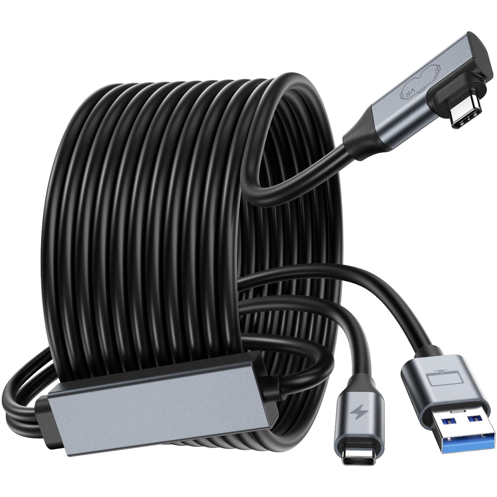 Câble Link USB-C 5M Pour Meta Quest/Rift - 5 Gbps, Angle Droit, Compatible PC VR, Haute Vitesse