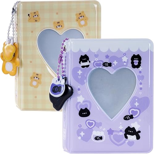 Miniatura 8 de Carpeta de tarjetas fotográficas de 2 piezas, mini álbum de fotos Kpop, carpeta Kpop Love Heart Hollow de 3 pulgadas, mini soporte para tarjetas de