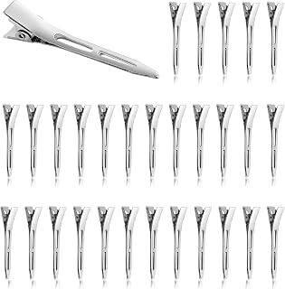 30-Pack Metal Duckbill Clips, Styling Partition Curling Clips, 5.5cm Silver Hair Clip, Metal Crocodile Leather Curling Clip for Styling Partitions Suitable for Women Girls Salon Bow DIY