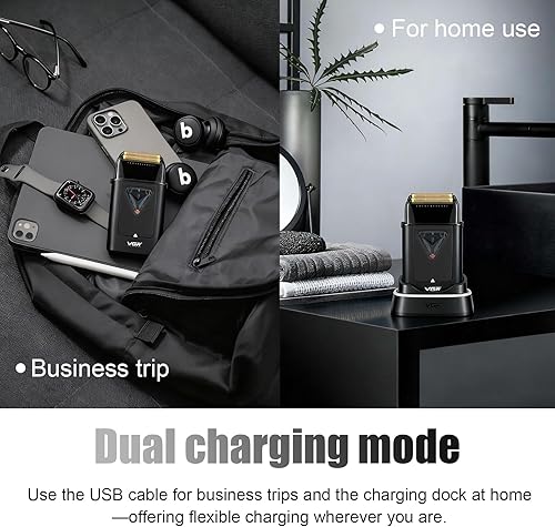 Miniatura 3 de VGR Afeitadora de aluminio 334 para hombres, maquinilla de afeitar eléctrica profesional para afeitar la cara y la cabeza calva, motor vectorial de