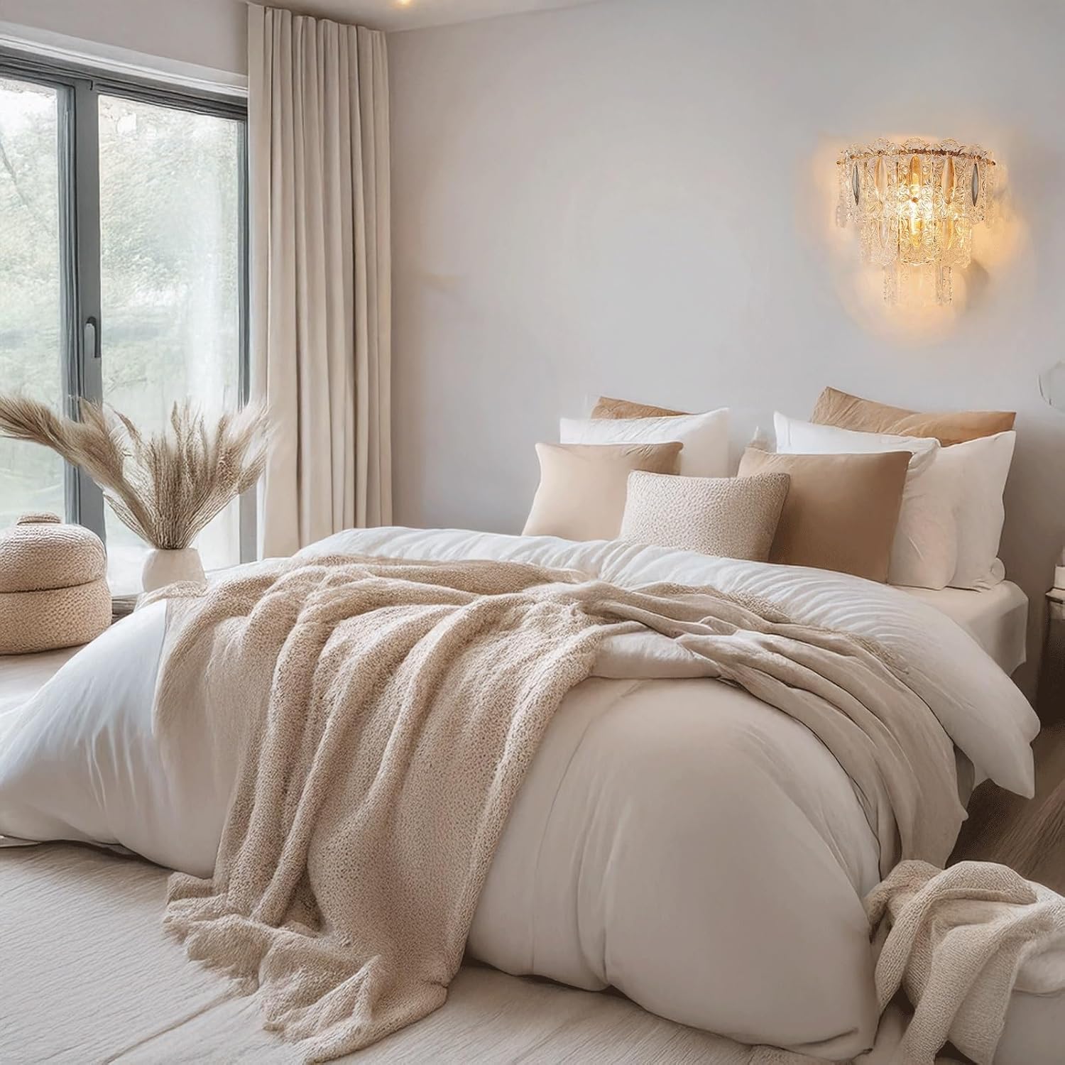 Postmodern Luxury Wall Sconce Gold Finish Metal Frame Layered Carved Glazed Glass Panels Multi Wall Lamp for Hotel Villa Living Room Dining Room Apartment Hallway Art Decor Glam Lighting(Medium)