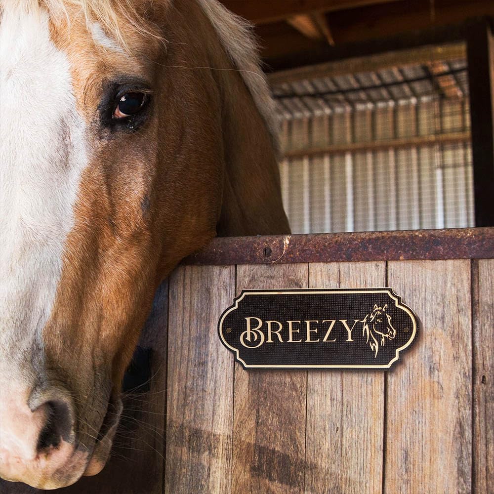 Personalized Horse Ranch Sign Wooden Horse Stall Plate Custom Name Horse Barn Sign Gifts for Horse Lover