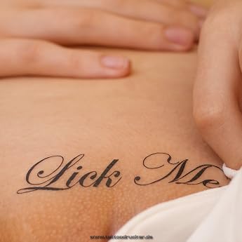1 x Lick Me / Taste Me Tattoo Lettering in Black - Sexy Kinky Temporary Tattoo 1
