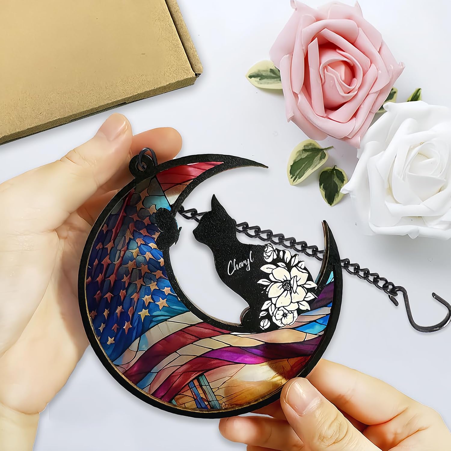 xrlsg Personalized Dog Memorial Suncatcher Custom Name Dog Breeds Suncatcher Ornament Loss of Dog Sympathy Gift for Dog Lover-5"