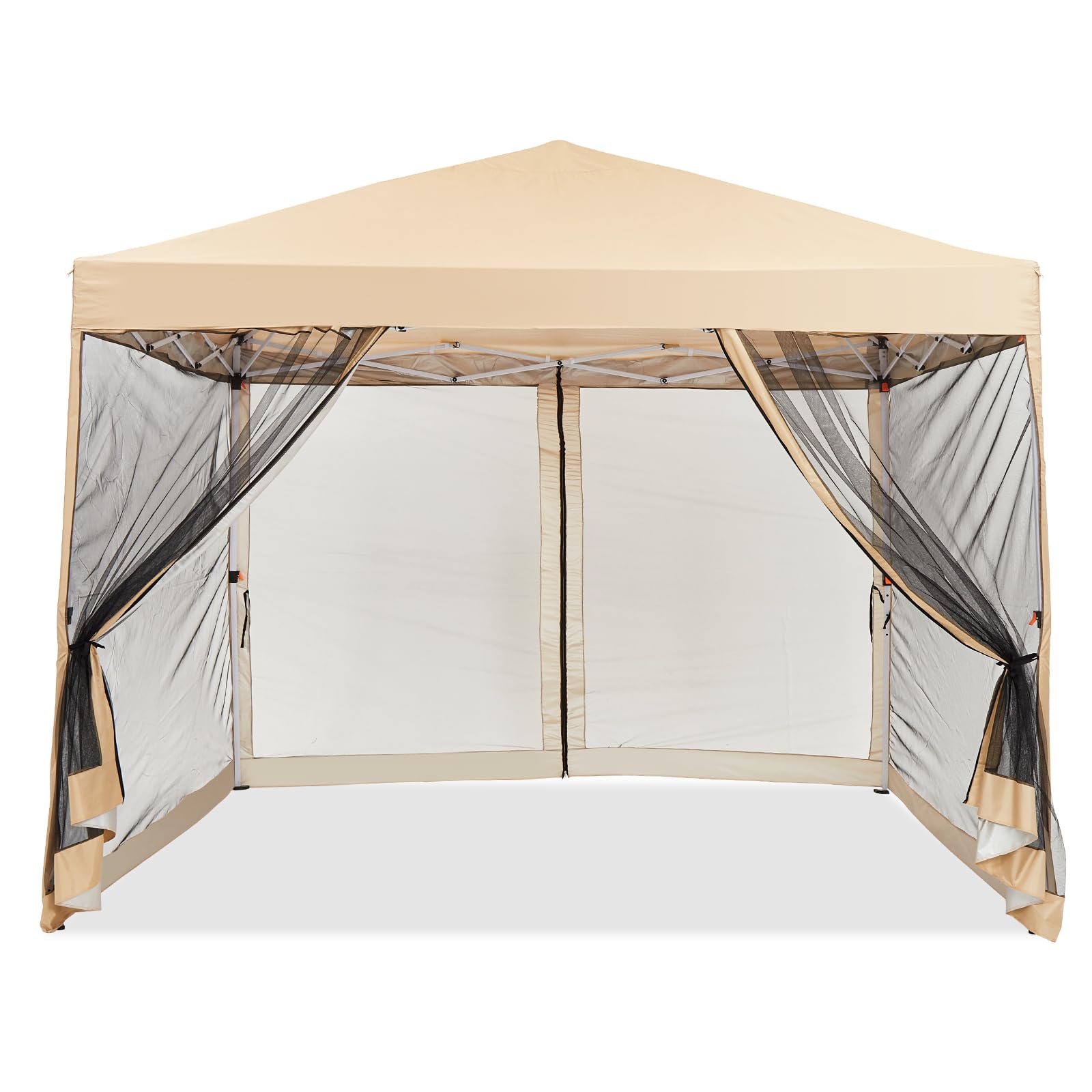 10x10ft Easy Pop-Up Canopy, Outdoor Screen Tent with Mesh Mosquito Netting Side Walls, Pop Up Tent, Waterproof Outdoor Screen Shed for Camping Picnic