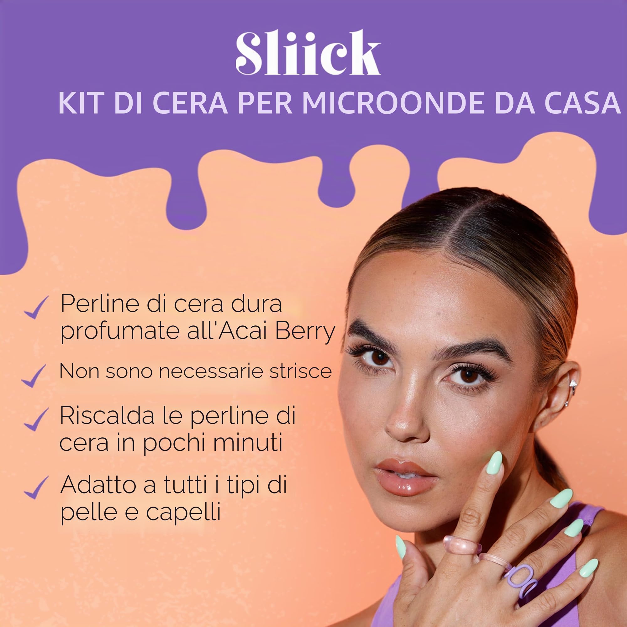 Sliick Ceretta Brasiliana Starter Kit Completo per Microonde - Scaldacera Professionale con Cera Brasiliana, sostituisce Strisce Depilatorie e Rullo Ceretta, Epilazione Corpo e Viso a Casa