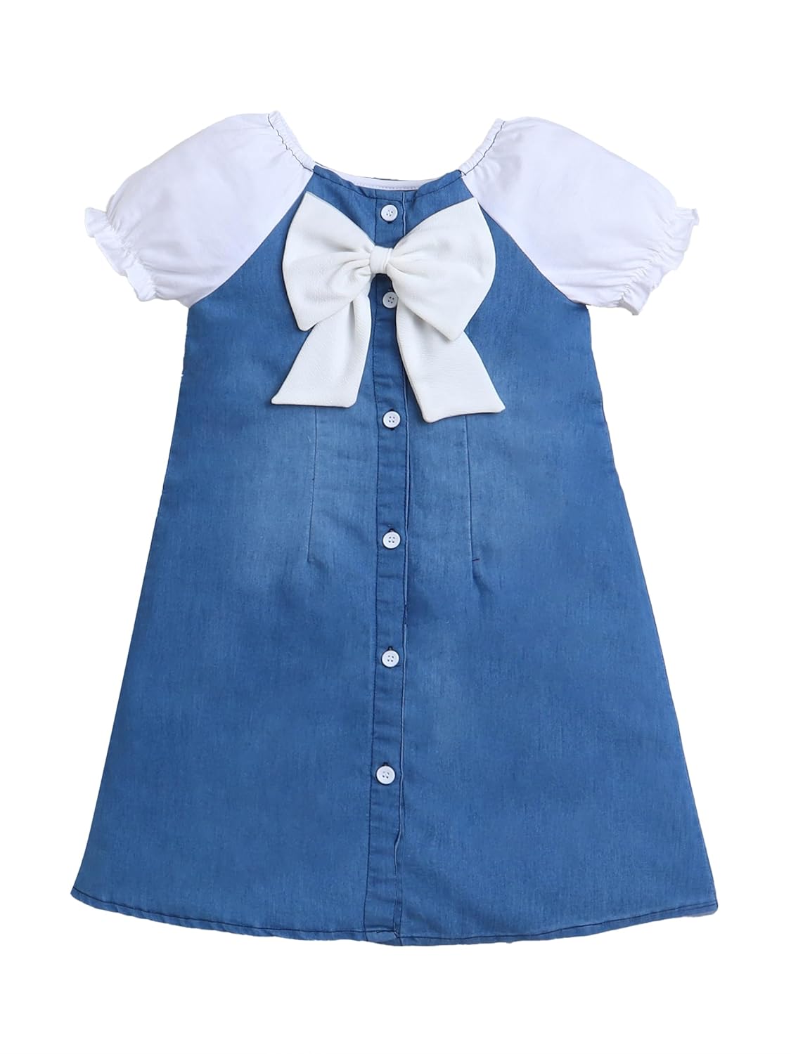 Denim Stylish Casual Dresses for Kids Girls, Aline Party Embroidered Dress Regular Fit Frock Toddler Outfit, Soft Fancy Midi